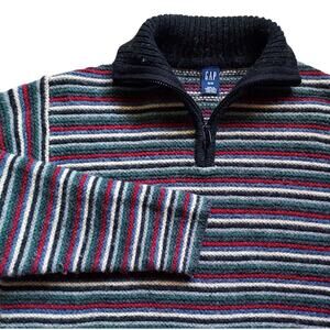 VTG GAP Men's Merino Wool Blend Quarter Zip High Neck Pullover Sweater Y2K Sz M